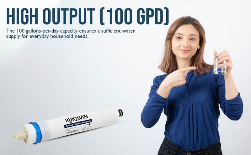 RUIQUAN RO Membrane 100 GPD - High TDS Water Purifier Membrane (Up to 2500 TDS) – Best Replacement Cartridge for All RO Systems – Pure, Clean Water for Your Family! (White)  - Image 2