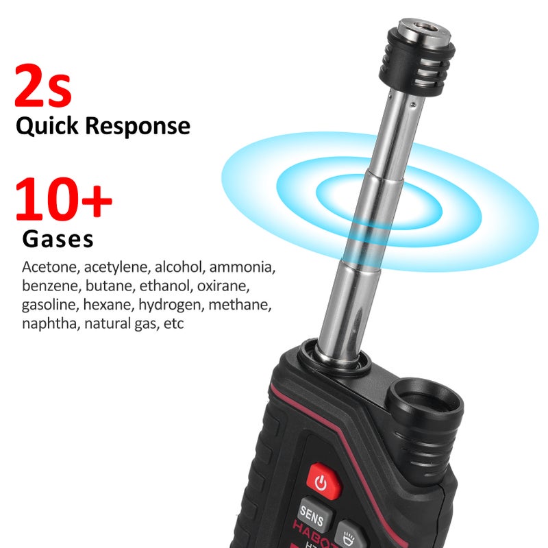 HABOTEST HT58PRO Rechargeable Natural Gas Detector Gas Leak Detector with 11.5-inch Extendable Probe%LEL Propane Leak Detector with Built-in Flashlight for Methane Combustible Gas for Home RV - Image 2