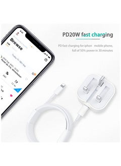 Filly 20W Type C PD Fast Charger with 1m Type C Lightning Cable Wall Power Compatible with iPhone 12 Pro Max/SE 2020/11/XR/XS/X/8/7,iPad Air 4/Pro 2020,Samsung Galaxy S21 Ultra/S21 White  - Image 2