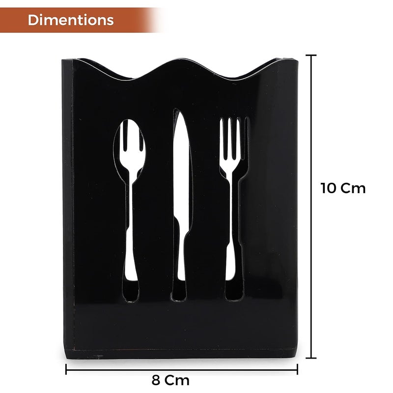 BARCROCK Cutlery Holder Spoon Stand for Kitchen and Dining Table Spoon Fork Knife Storage Black Glossy Color 4Inch - Image 4