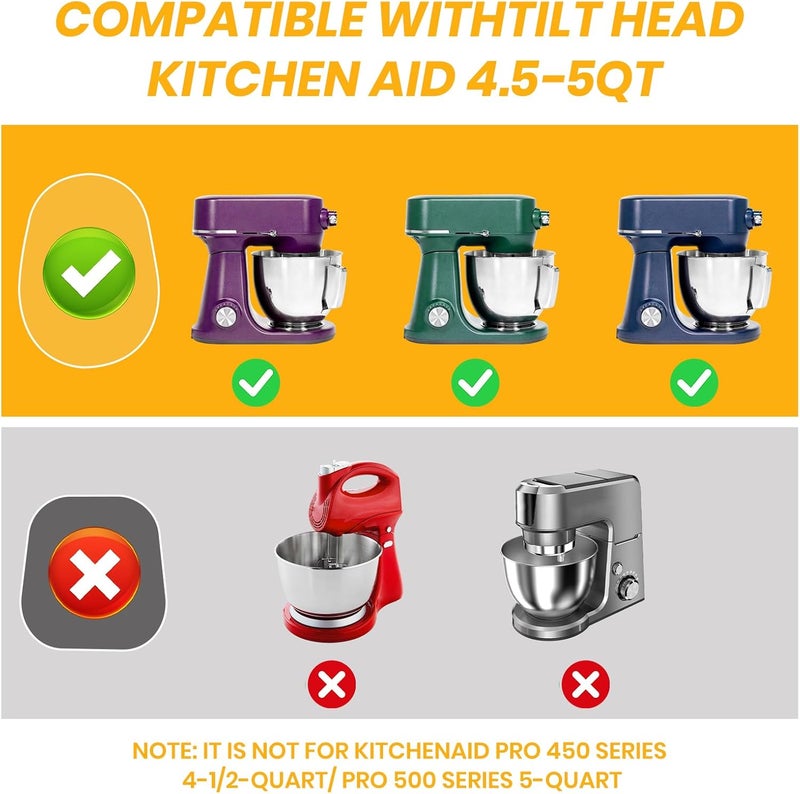 COOBL منزلق من الخيزران لخلاط KitchenAid 4.5-5 كوارت ذي الرأس المائل، حصيرة انزلاق للأجهزة، ملحقات تخزين على سطح المطبخ، لوحة نقل الخلاط - Image 2