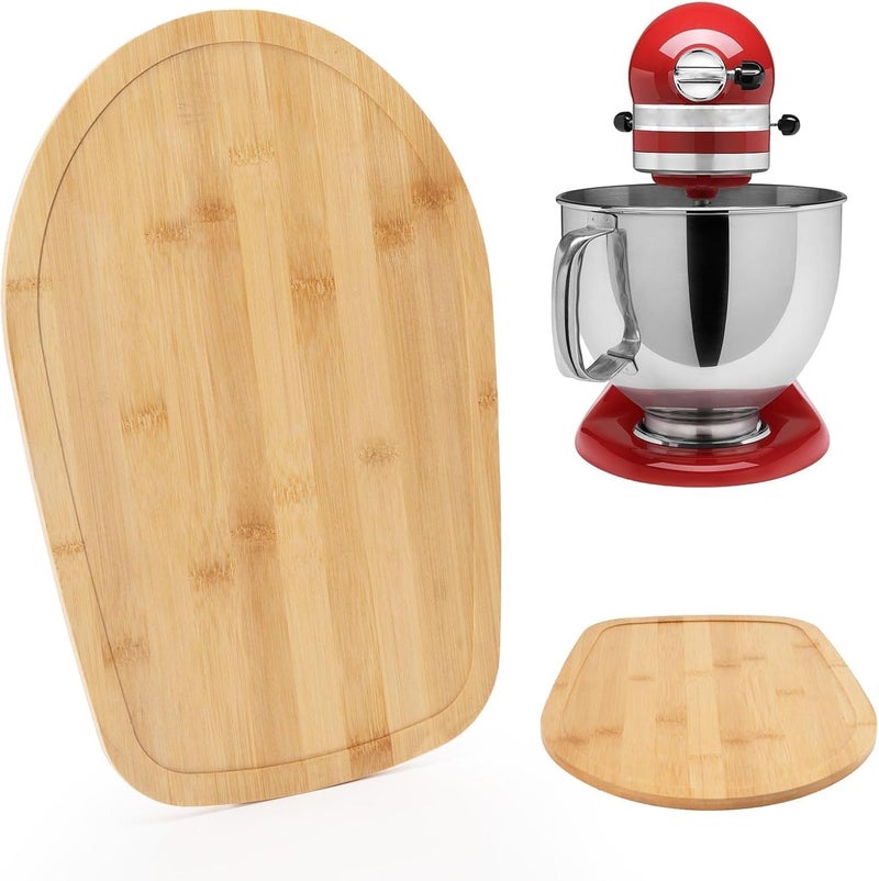 COOBL منزلق من الخيزران لخلاط KitchenAid 4.5-5 كوارت ذي الرأس المائل، حصيرة انزلاق للأجهزة، ملحقات تخزين على سطح المطبخ، لوحة نقل الخلاط - Image 1