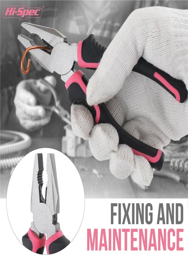 Hi-Spec 13pc Pink Small Compact Womens Ladies Hand Mini Tool Kit Set for Home & Office DIY. Household Basic Repairs in a Portable Toolbox Case - Image 4