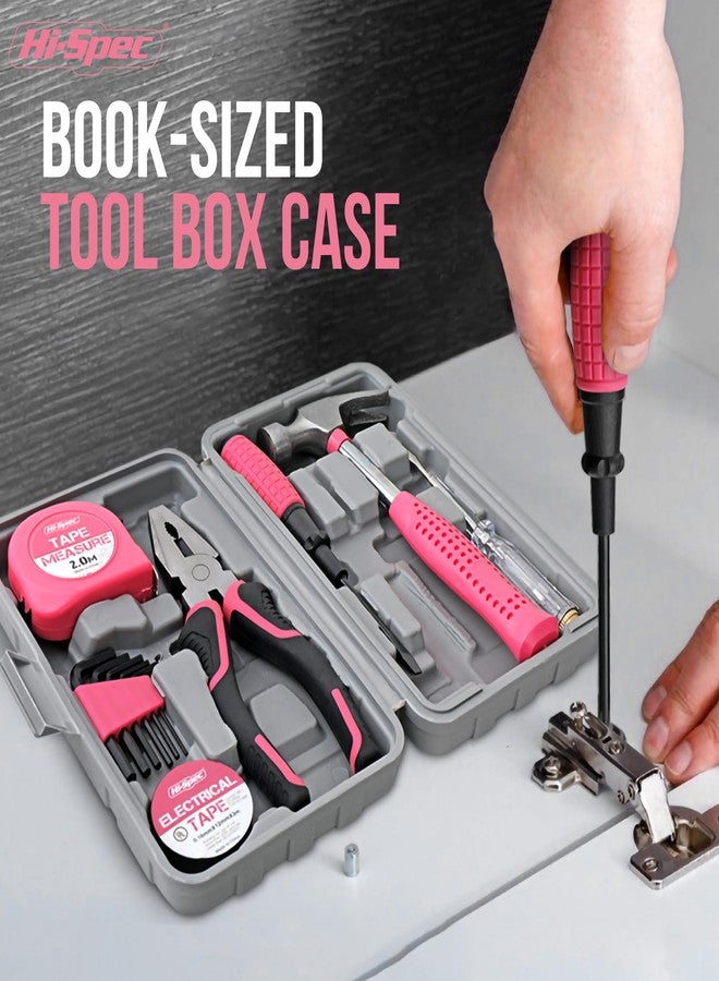 Hi-Spec 13pc Pink Small Compact Womens Ladies Hand Mini Tool Kit Set for Home & Office DIY. Household Basic Repairs in a Portable Toolbox Case - Image 5