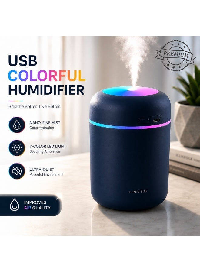 H2O USB Electric Aroma Diffuser 300ml with 2 Cotton Filters - Air Humidifier & LED Night Light - Fragrance Diffuser & Air Freshener for Home and Office - Image 1
