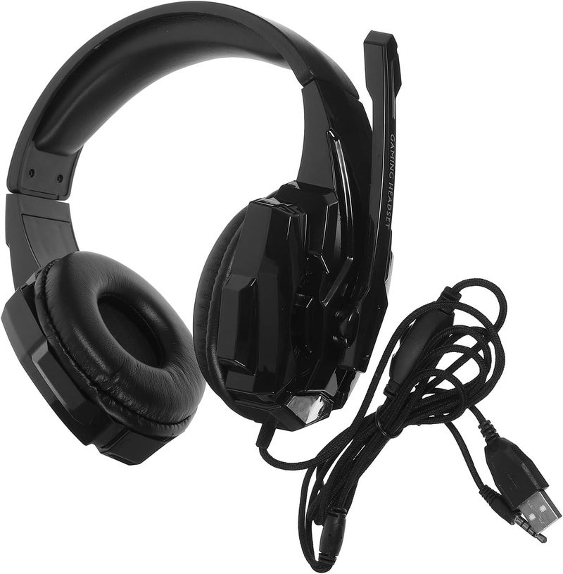 Wired I3000 Gaming Headphone with Microphone Adjustable Headset for Computer PC E-Sports Lightweight Black Over-Ear Luminous Headphones for Online Gaming - Image 1