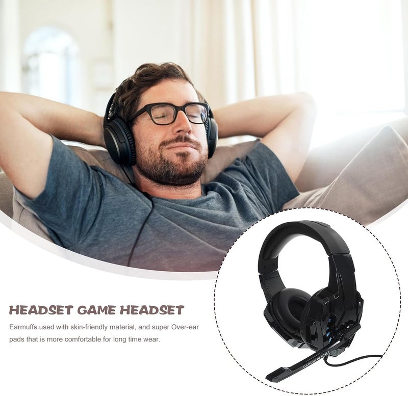 Wired I3000 Gaming Headphone with Microphone Adjustable Headset for Computer PC E-Sports Lightweight Black Over-Ear Luminous Headphones for Online Gaming - Image 3