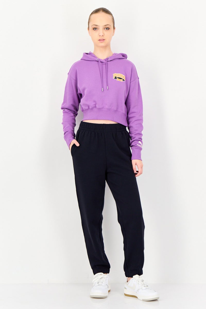 PUMA هودي قصير بأكمام طويلة للنساء مناسب للرياضة في الهواء الطلق، بنفسجي - Image 3