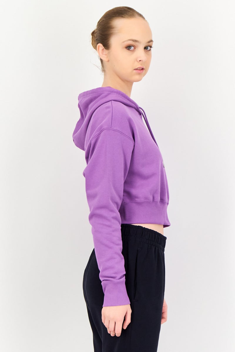 PUMA هودي قصير بأكمام طويلة للنساء مناسب للرياضة في الهواء الطلق، بنفسجي - Image 2