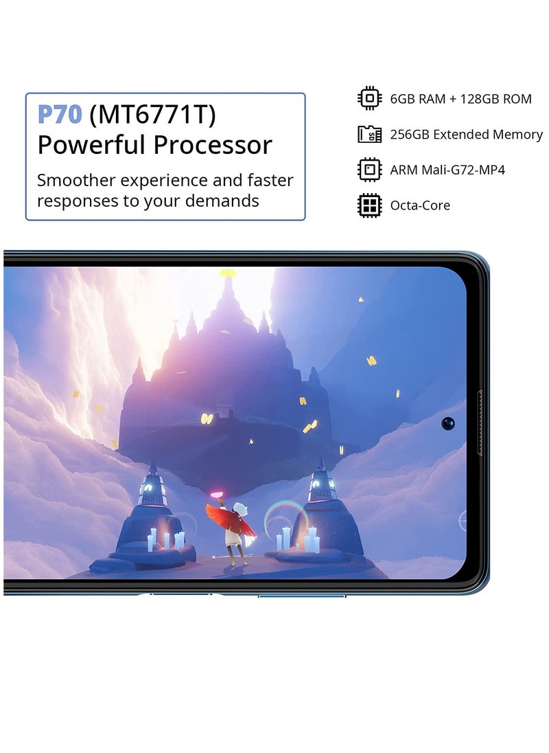 Blackview A100 Android 11 Smartphone 6.67 Inch FHD+ Infinity-O Display 128GB/6GB RAM MTK P70 Octa-Core with 18W 4680mAh Battery, 12MP AI Main Camera Dual SIM Mobile Phone-GRAPHITE GRAY