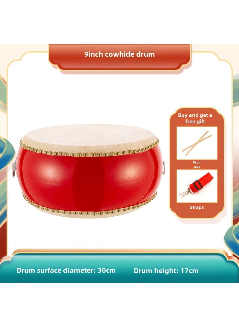 Generic Kids Drum Set 5-10 Inch Leather Percussion 9-inch cowhide drum + drum stick + strap 
