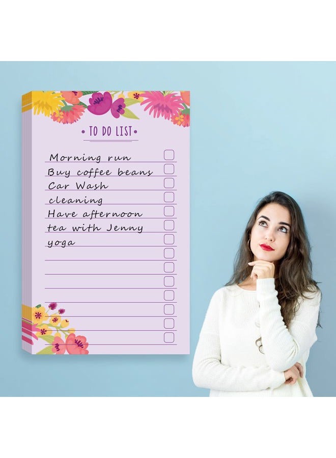 Sinmoe 300 Sheets to Do List Notes Daily Checklist Notebook Undated Memo Pad Color Block to Do Note Pad Weekly Plan Notepad Agenda and Organizer Planners for College Office Supplies(Flower Style) - Image 3