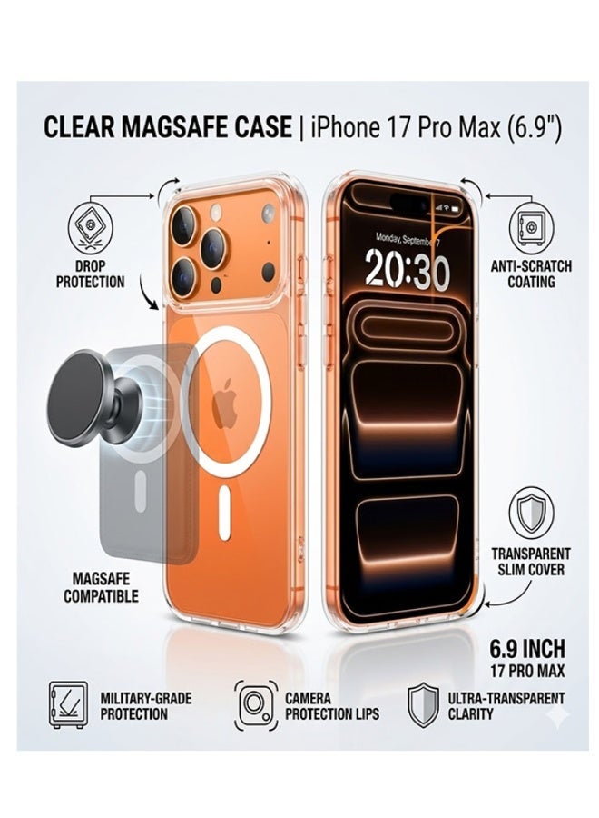 Clear Case for iPhone 17 Pro Max (6.9") - Slim Transparent MagSafe Cover with Anti-Scratch & Drop Protection - Image 1