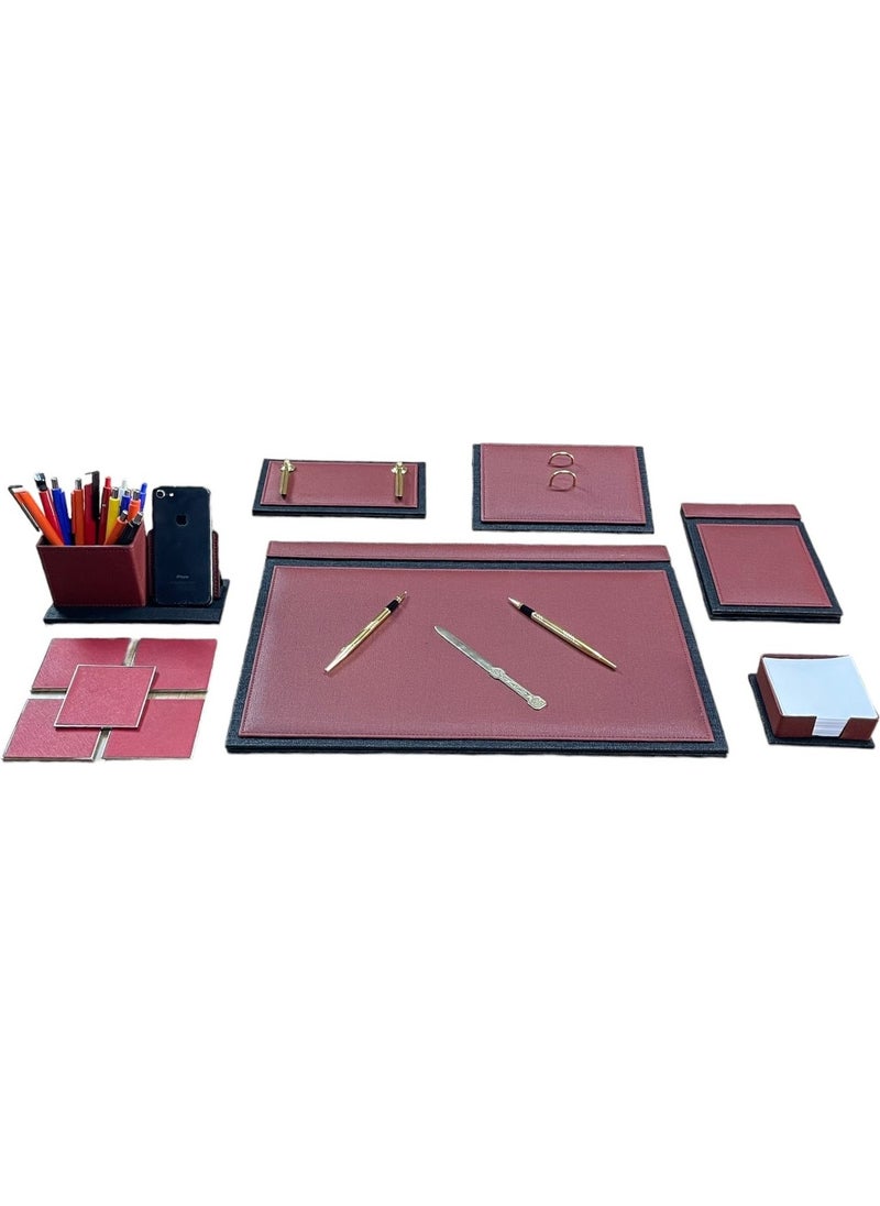 Eren Ofis - Eren Office Belly Model Leather Desk Set Desk Set Elite Desk with Notepad and Notebook - Image 1