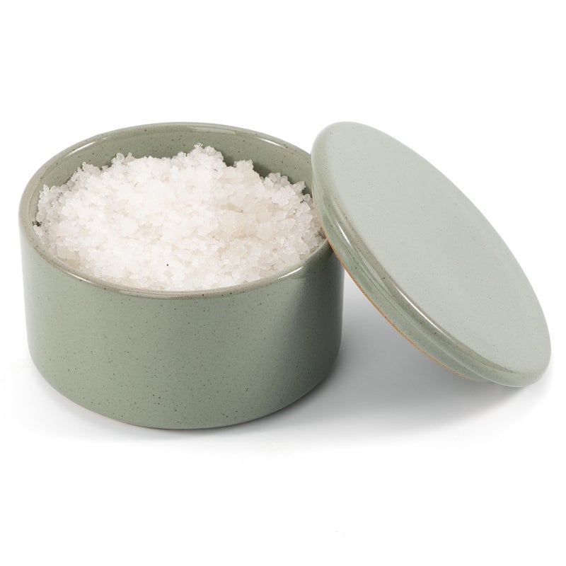 KIBAGA Beautiful Ceramic Salt Cellar Bowl with Lid - Large Container Box for Your Kitchen Countertop to Keep Your Salt Dry - Premium & Easy-to-Use Salt Holder, the Perfect Addition to Your Kitchen Decor - Image 1