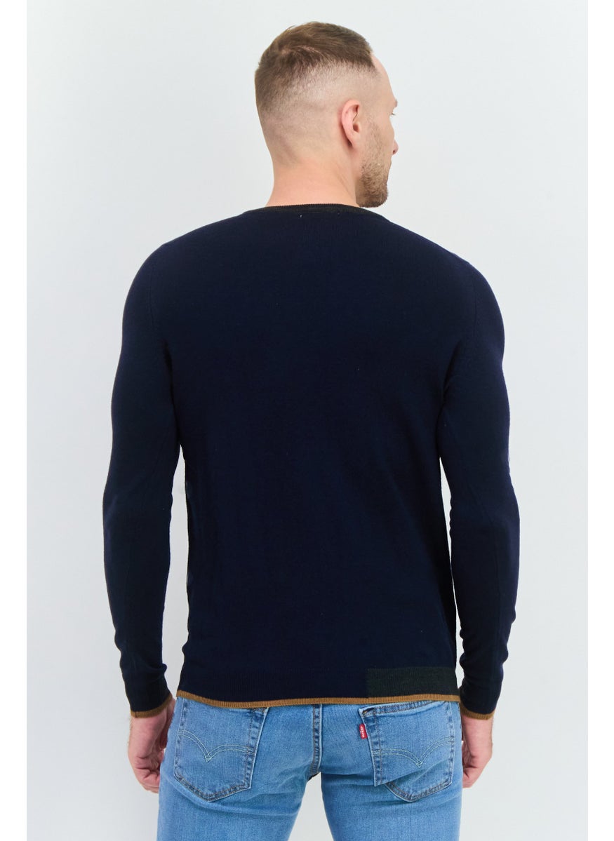 Men Round Neck Long Sleeves Textured Sweater, Navy - pzsku/Z4EFECED5A70B35DD0CD8Z/45/_/1738161627/0cb9fcdb-5e8a-42dc-9b6e-4e2014b52b4c