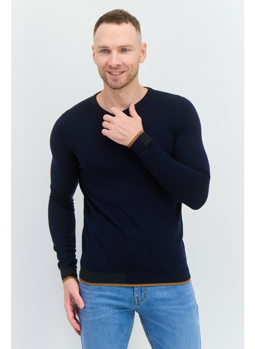 Men Round Neck Long Sleeves Textured Sweater, Navy - pzsku/Z4EFECED5A70B35DD0CD8Z/45/_/1738161636/06a8b5b7-42e3-48f8-90c5-d52aaef28915