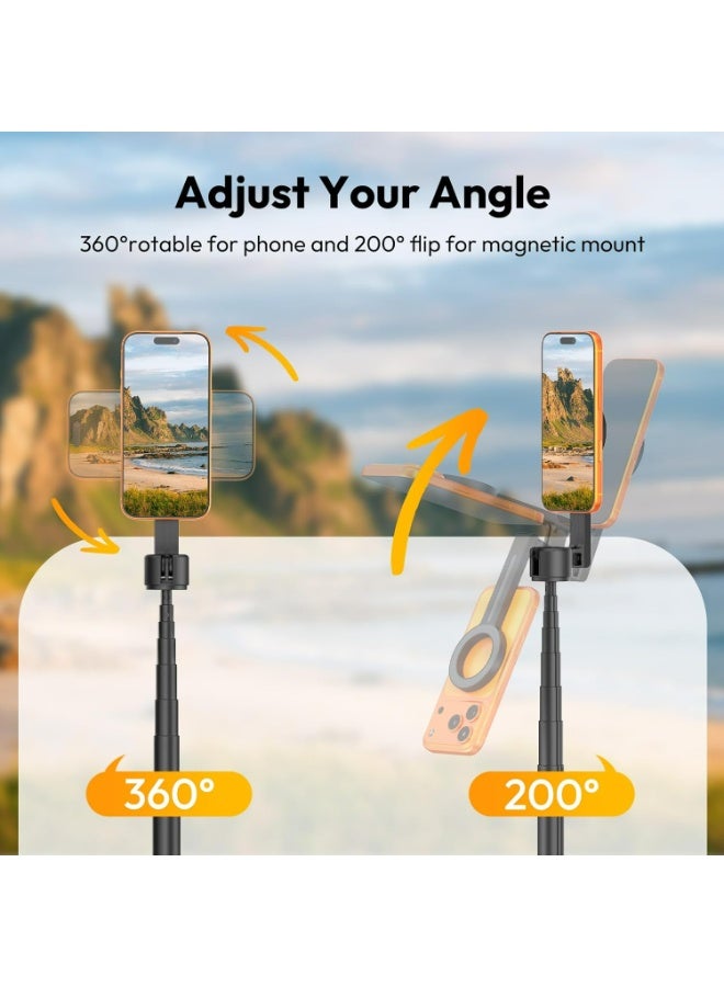 ULANZI 67" Phone Tripod for Magsafe, Extendable Selfie Stick with Remote, 360° Rotatable Cell Phone Tripod Stand Compact Strong Magnetic Holder for iPhone 17 16 15 14 13 12 Series, Vlog Live Travel - Image 4
