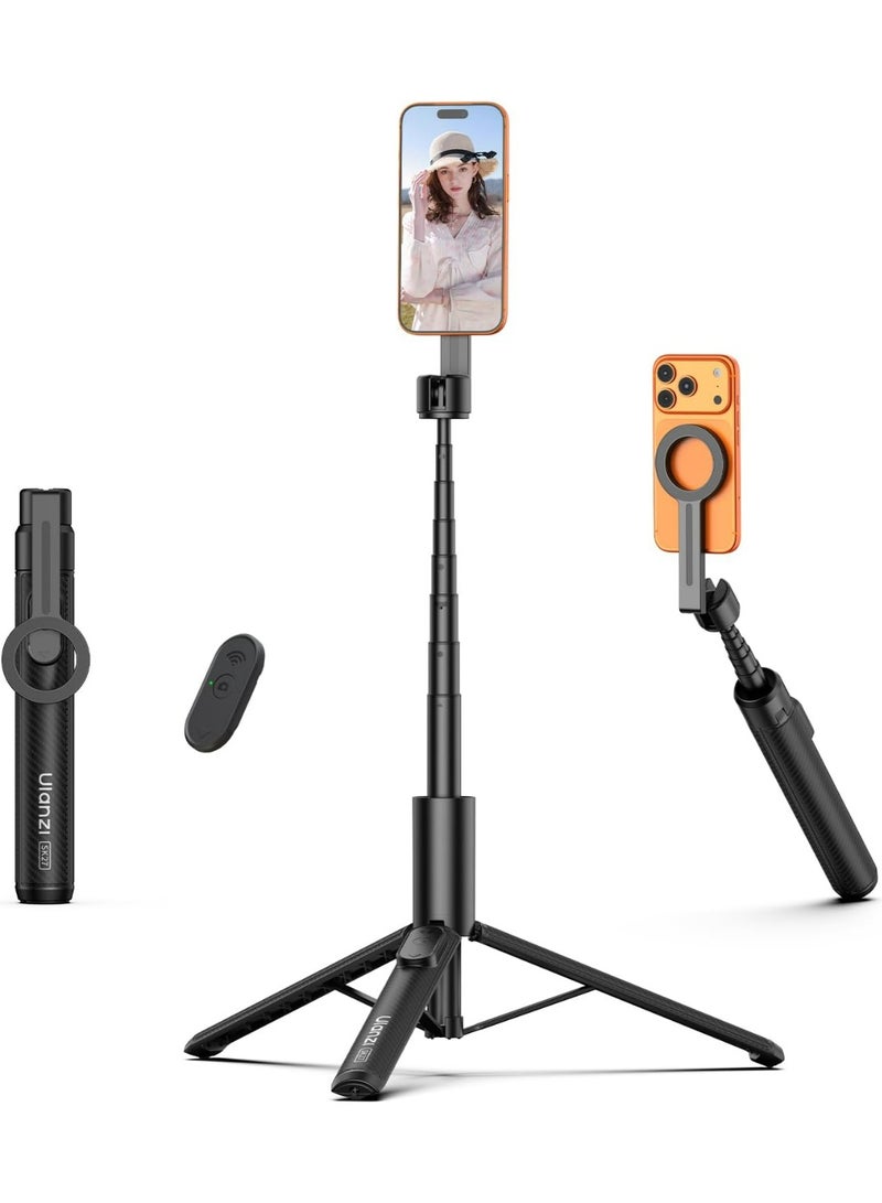 ULANZI 67" Phone Tripod for Magsafe, Extendable Selfie Stick with Remote, 360° Rotatable Cell Phone Tripod Stand Compact Strong Magnetic Holder for iPhone 17 16 15 14 13 12 Series, Vlog Live Travel - Image 1