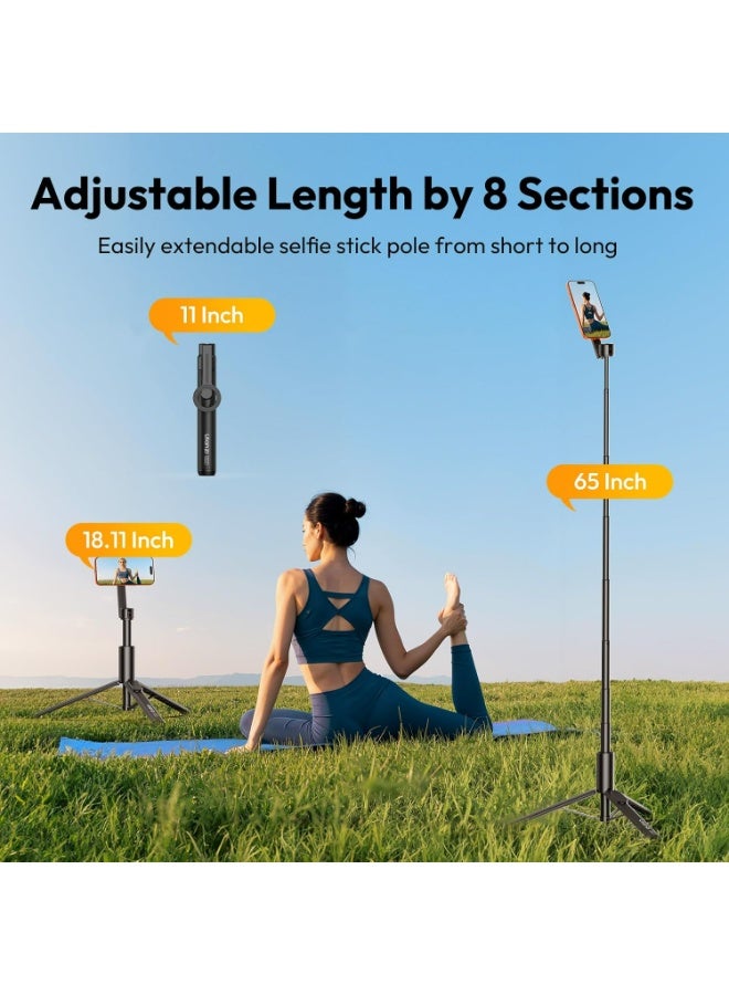 ULANZI 67" Phone Tripod for Magsafe, Extendable Selfie Stick with Remote, 360° Rotatable Cell Phone Tripod Stand Compact Strong Magnetic Holder for iPhone 17 16 15 14 13 12 Series, Vlog Live Travel - Image 3