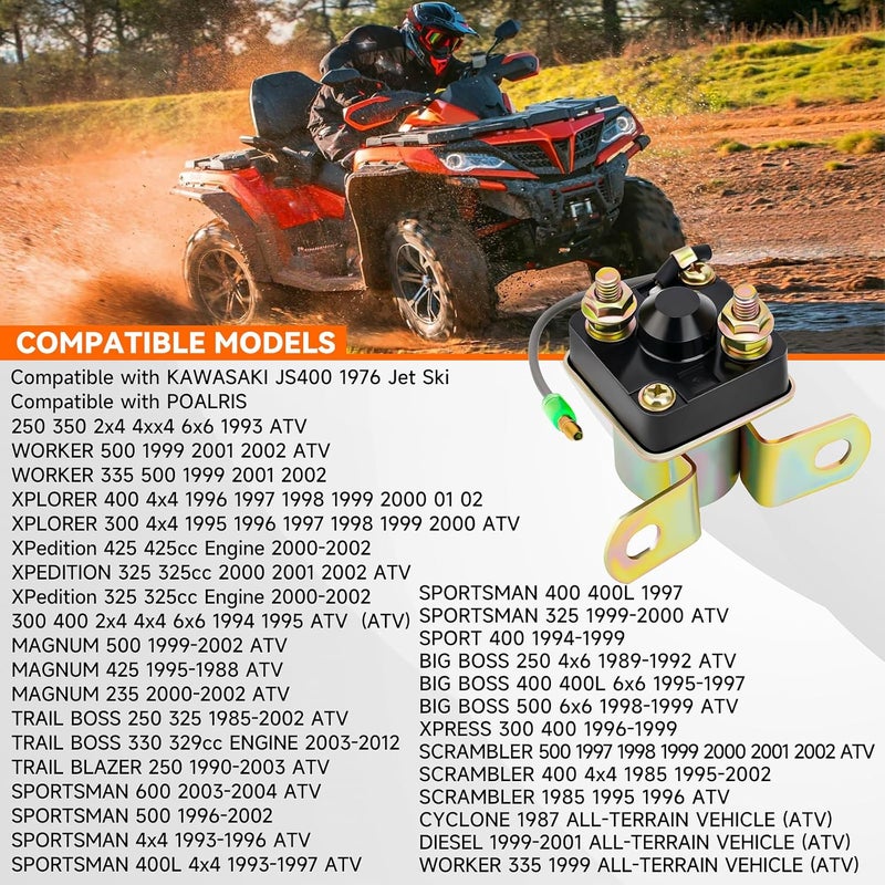 AHL Starter Solenoid Relay for Polaris Sportsman 500 1996-2002 Sportsman 600 2002-2003 Xpress 300 400 1996-1999 Trail BOSS 330 2003-2012 Trail Blazer 250 1990-2003 Scrambler 500 1997-2002 ATV - Image 5