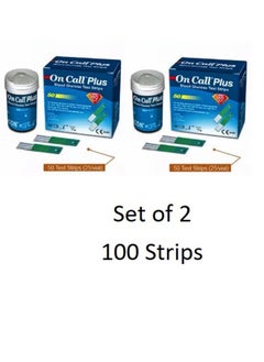 On call plus Blood Glucose Test Strips Accurate Results Easy Application Precision Testing For Diabetes Compatible With Meters For Home Self-monitoring 2 Pack ( Total 100 strips) 