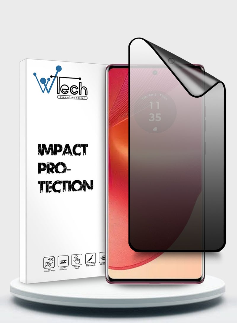 دبليو تيك موتورولا إيدج 50 فيوجن / موتورولا S50 نيو / موتورولا موتو G85 5G 2024 نانو سيراميك خصوصية غراء كامل غطاء كامل واقي شاشة مرن غير لامع - شفاف / أسود - Image 1