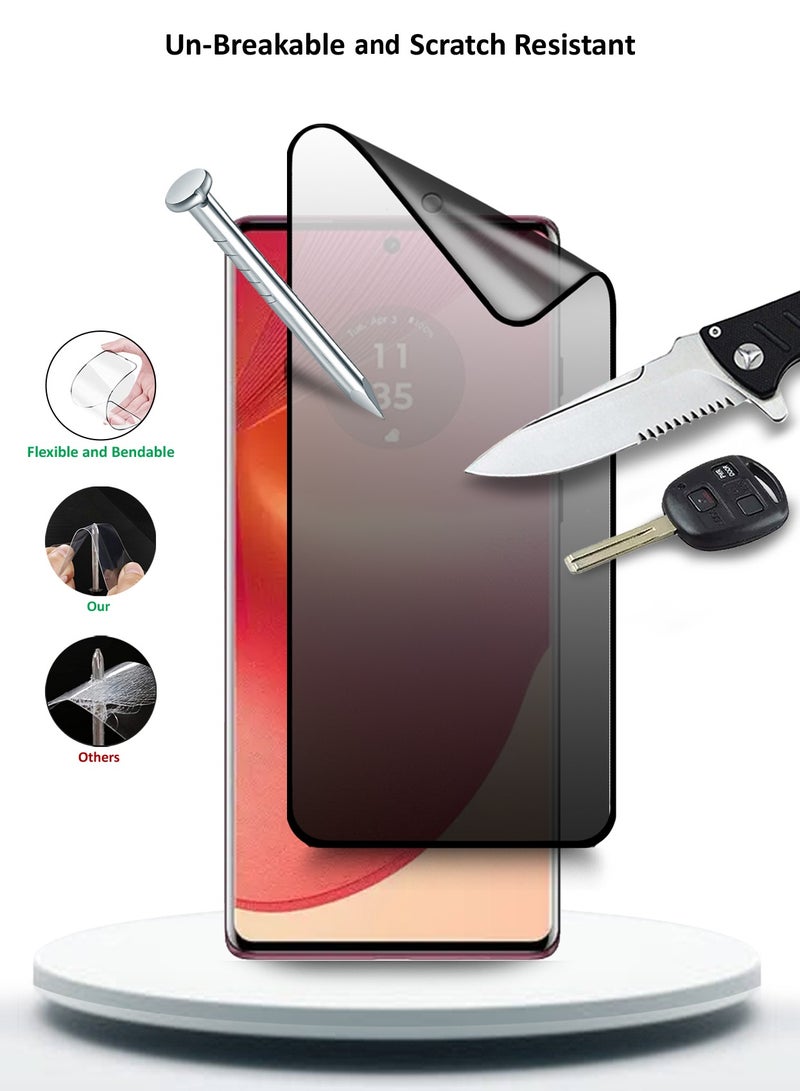 دبليو تيك موتورولا إيدج 50 فيوجن / موتورولا S50 نيو / موتورولا موتو G85 5G 2024 نانو سيراميك خصوصية غراء كامل غطاء كامل واقي شاشة مرن غير لامع - شفاف / أسود - Image 3