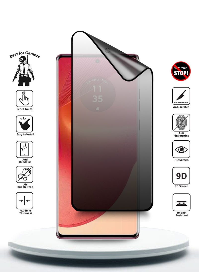 دبليو تيك موتورولا إيدج 50 فيوجن / موتورولا S50 نيو / موتورولا موتو G85 5G 2024 نانو سيراميك خصوصية غراء كامل غطاء كامل واقي شاشة مرن غير لامع - شفاف / أسود - Image 2