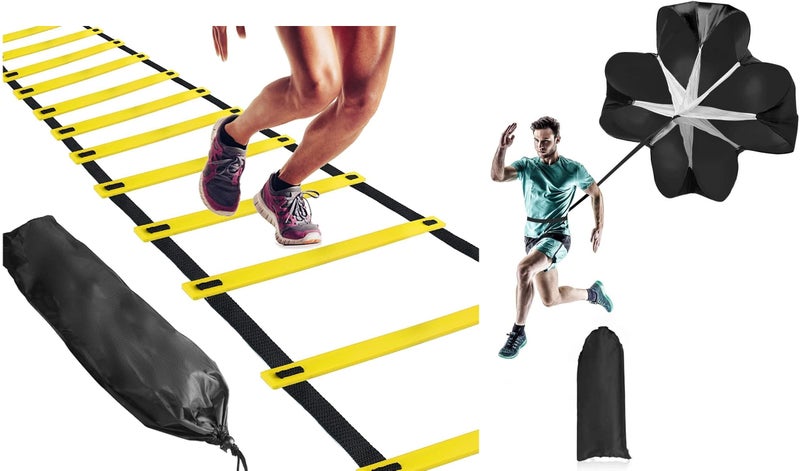 Serveuttam Agility Ladder 4 Meter Speed Training Ladder with 10 Adjustable Rungs, for Soccer, Football, Sports Training - Includes Heavy Duty Carry Bag Speed Ladder (Ladder with Parachute, 4 m) - Image 1