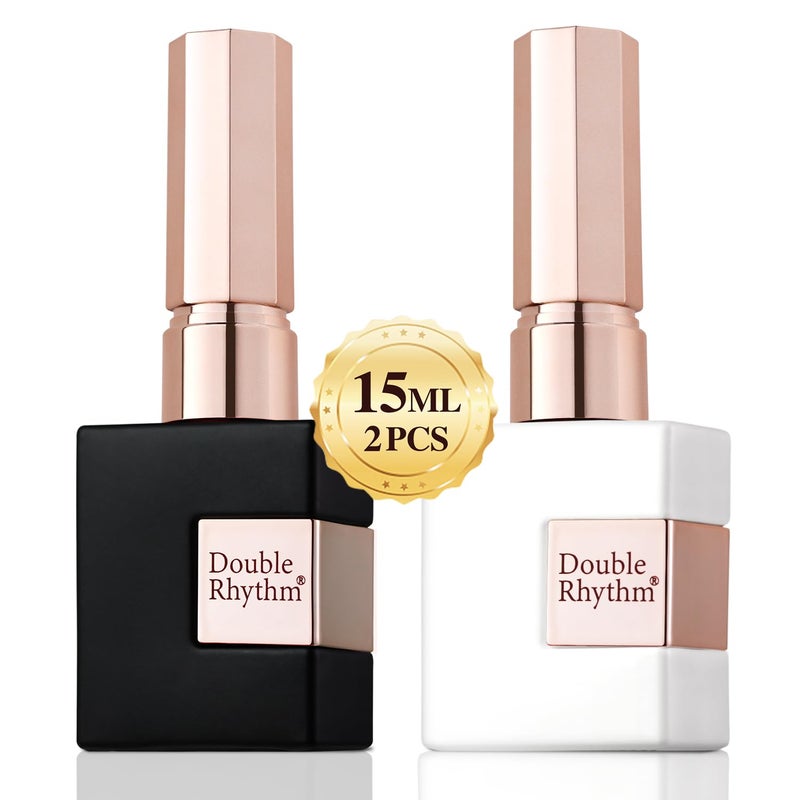 مجموعة طلاء أظافر جل UV 15 مل 2 قطعة إيقاع مزدوج باللونين الأبيض النقي والأسود