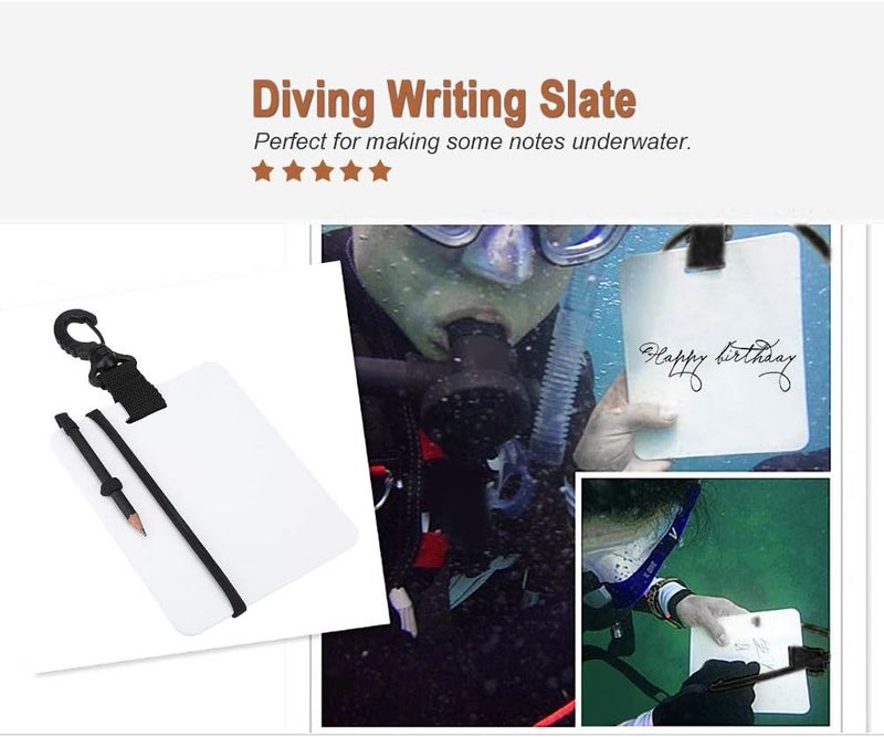 KANASI Underwater Writing Slate, Durable Plastic Board with Swivel Clip and Pencil for Divers Swimmers Water Sports - Image 2