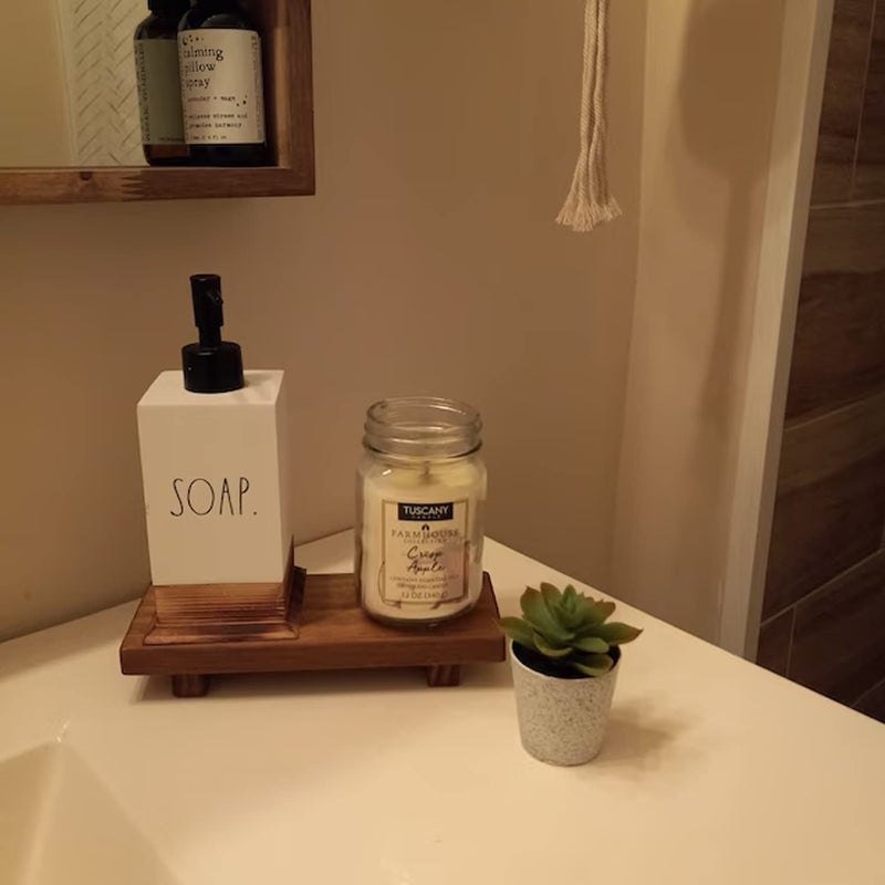 GRID FORTE Wood Pedestal Soap Stand, Farmhouse Wood Riser, Soap Dish Holder/Tray Counter Decor for Bathroom Kitchen, Rustic Candle Plant Holder, Display Rectangular Decorative (Antique Walnut) - Image 5