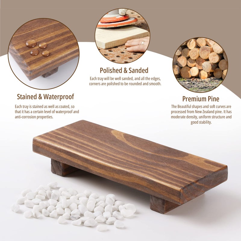 GRID FORTE Wood Pedestal Soap Stand, Farmhouse Wood Riser, Soap Dish Holder/Tray Counter Decor for Bathroom Kitchen, Rustic Candle Plant Holder, Display Rectangular Decorative (Antique Walnut) - Image 2