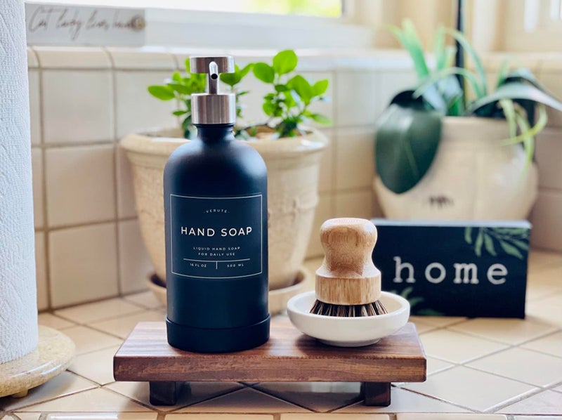 GRID FORTE Wood Pedestal Soap Stand, Farmhouse Wood Riser, Soap Dish Holder/Tray Counter Decor for Bathroom Kitchen, Rustic Candle Plant Holder, Display Rectangular Decorative (Antique Walnut) - Image 4