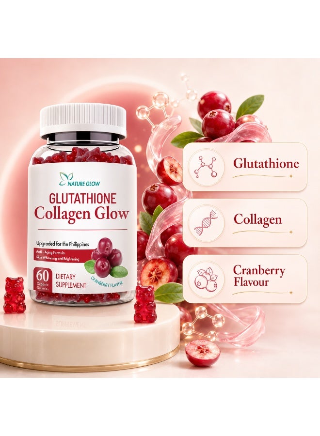 Nature Glow Glutathione Collagen Glow Cranberry Dietary Supplement Gummies for Beauty & Daily Wellness, 60 Gummies - Image 2