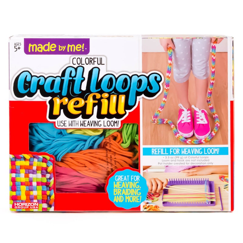 Made By Me Craft Loops Refill, Includes 210 Weaving Loom Loops in 7 Vibrant Colors, Potholders, DIY Craft Kit for Kids - Image 1