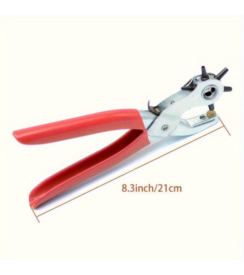 Red Rotary Leather Hole Punch Heavy Duty Manual Lever Multi Shape Punch Kit For Belts Watch Bands And Leather Craft 1pc - Image 2