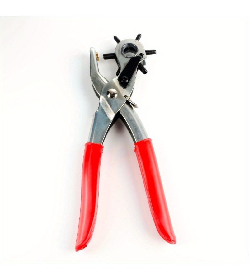 Red Rotary Leather Hole Punch Heavy Duty Manual Lever Multi Shape Punch Kit For Belts Watch Bands And Leather Craft 1pc - Image 3