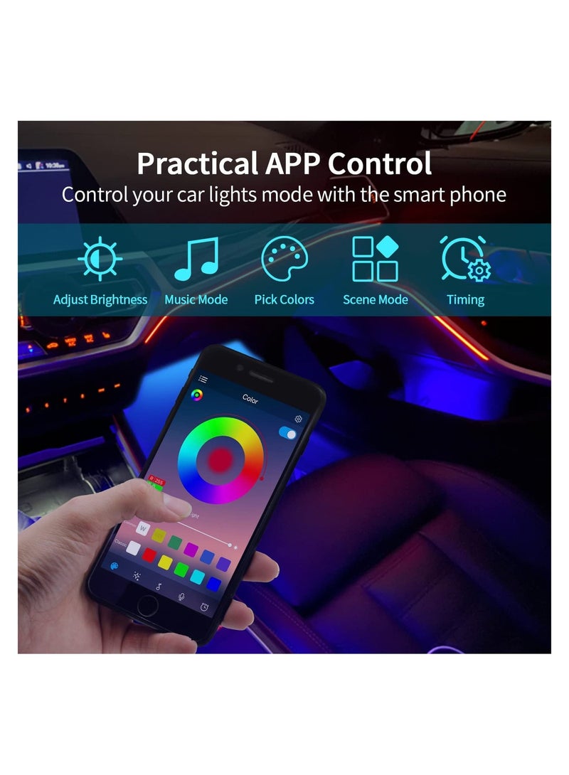 MUNTAQI RGB LED Interior Car Lights APP Control Smart Car Lights with DIY u0026 Music Mode Waterproof Interior Car Lights with 4 PCS 72LEDS RGB Under Dash Car LED Lights with Car Charger DC 12V - Image 5