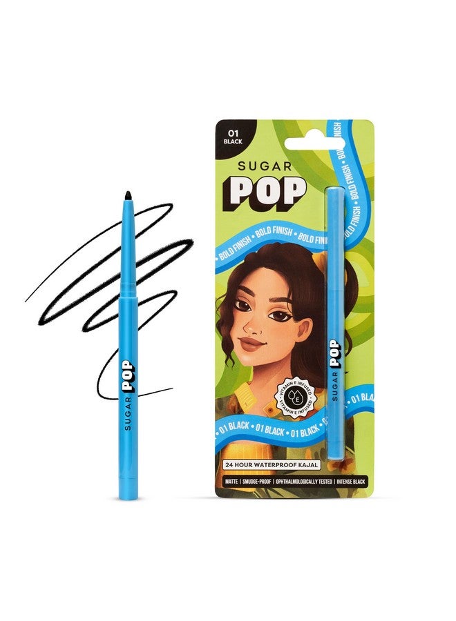 SUGAR POP 24-Hour Waterproof Kajal - Smudge-Proof | Long-Lasting | Transfer-Proof | Highly Pigmented | Sharpener Included | Black - Image 1
