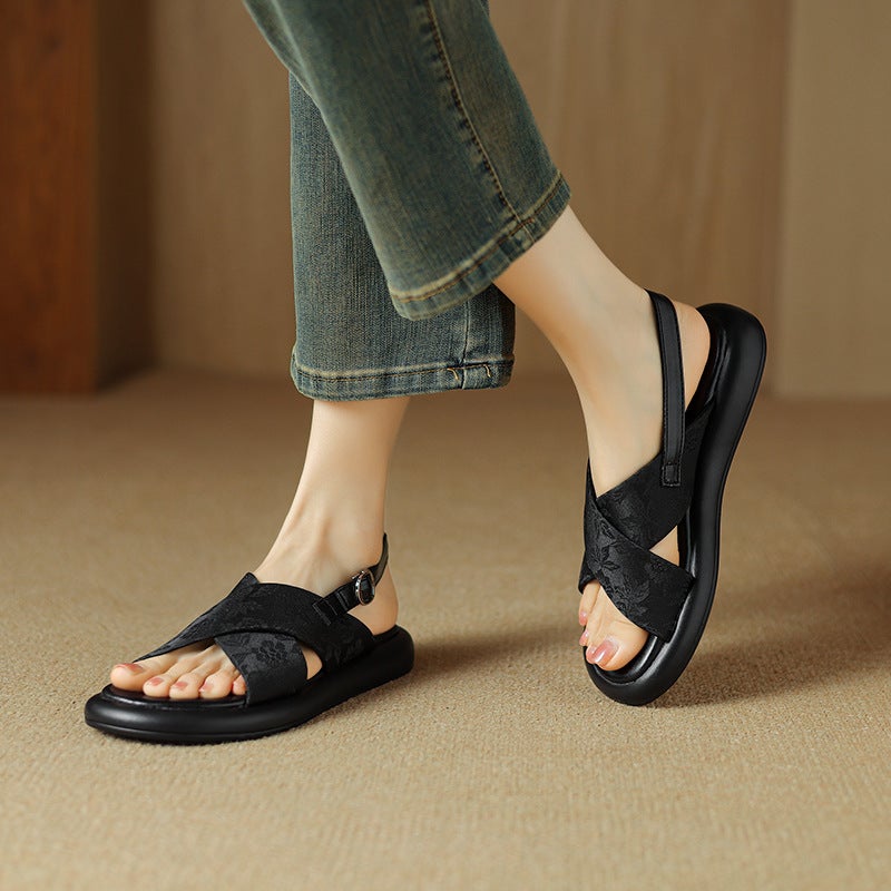 2024 Summer Supply Flat Casual Women'S Shoes 32-43 One-Word Open Toe All-Match Size Sandals - Image 2
