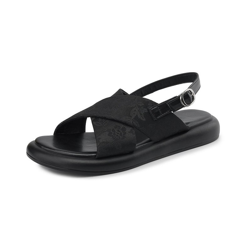 2024 Summer Supply Flat Casual Women'S Shoes 32-43 One-Word Open Toe All-Match Size Sandals - Image 1