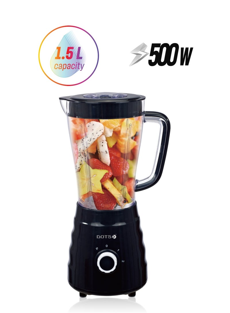 دوتس خلاط كهربائي 500 واط، 1.5 لتر، دورق شفاف - BLD-6003 - Image 1