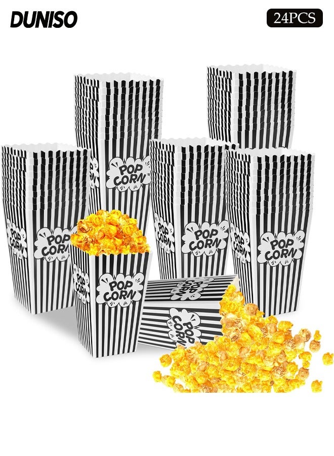 DUNISO 24 Pieces Pop Corn Cup, Easy Assembly,Disposable Leak-Free, Stackable Paper Popcorn Cups, Buckets Boxes Containers for Kids Party, Birthday, Movie Theater, Party Supplies - Image 1