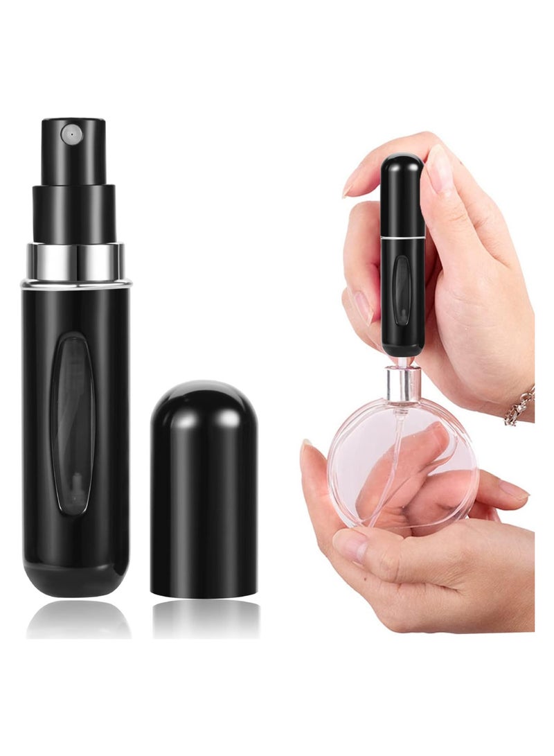 زجاجة رذاذ عطر فارغة صغيرة محمولة قابلة لإعادة الملء بسعة 5 مل، زجاجة عطر رذاذ للسفر والرحلات (اسود) - Image 1