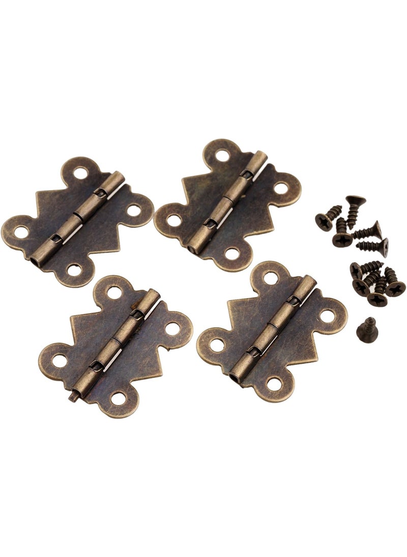 Dophee dophee 4Pack Small Butterfly Hinges Antique Brass Jewelry Box Hinges for Cabinets Wooden Box Jewelry Chest Wine Box Toolbox Cupboard DIY Projects 098x079  - Image 1