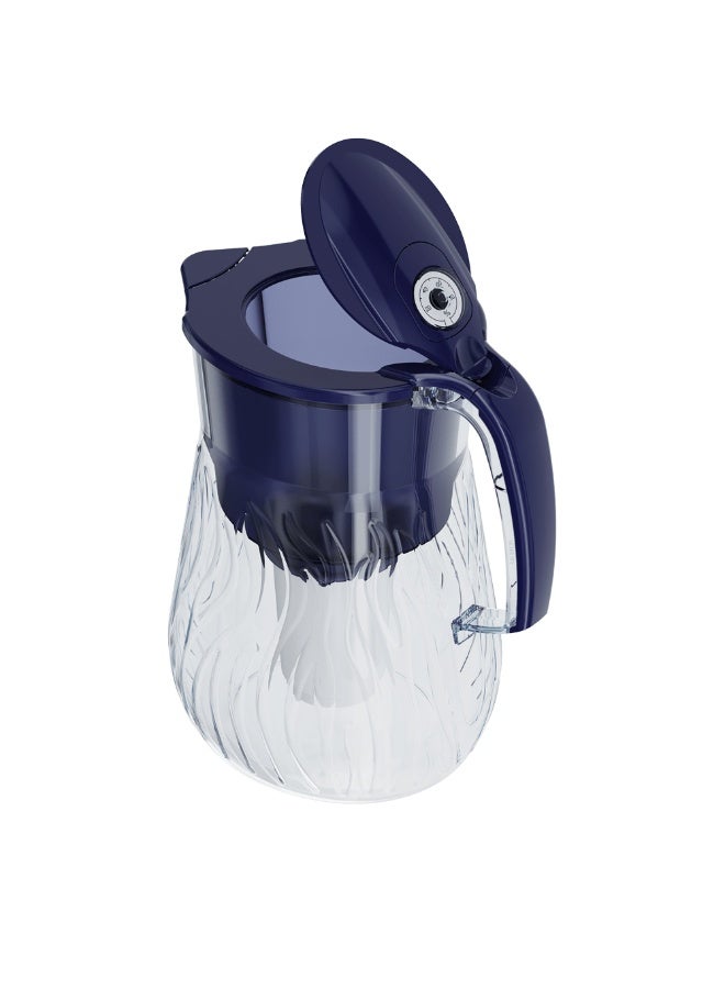 Aquaphor Orleans A5 Mg Water Filter Jug , 4.2L Capacity, Shockproof And Glass-Looking, Reduces Chlorine, Lead, Rust, Compact Fridge-Friendly Design, BPA-Free, Water Purifier Jug For Daily Use with A5 Mg Catridge (Cobalt Blue) - Image 1