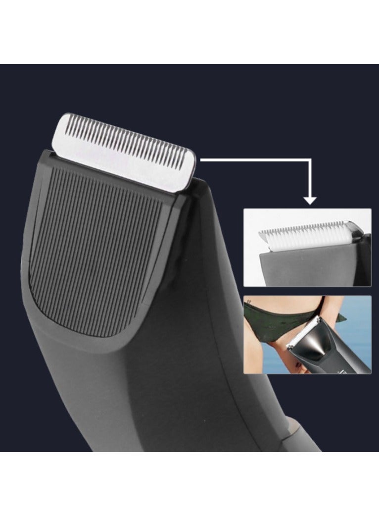 مقص شعر احترافي لإزالة الشعر من الجسم، مقص شعر قابل لإعادة الشحن بدون سلك للرجال والنساء، مقص شعر مقاوم للماء لتشذيب اللحية، قص الشعر والمزيد (أسود) - Image 3