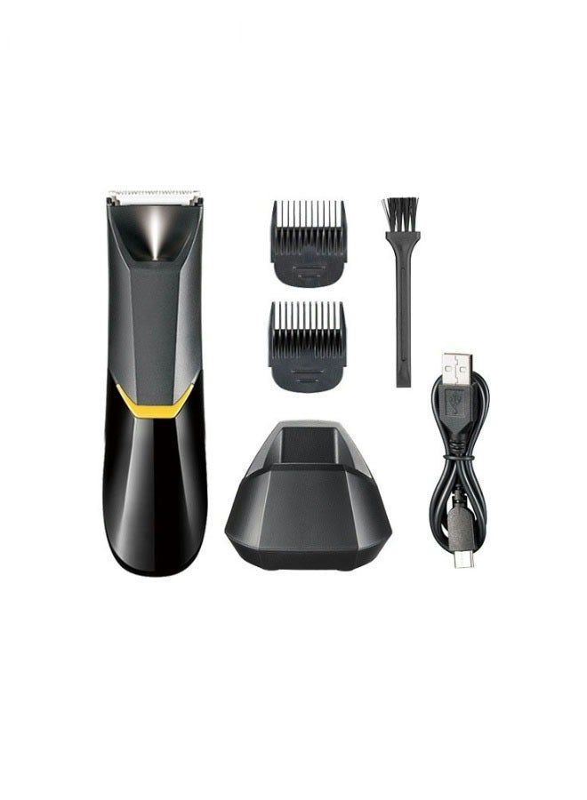 مقص شعر احترافي لإزالة الشعر من الجسم، مقص شعر قابل لإعادة الشحن بدون سلك للرجال والنساء، مقص شعر مقاوم للماء لتشذيب اللحية، قص الشعر والمزيد (أسود) - Image 1